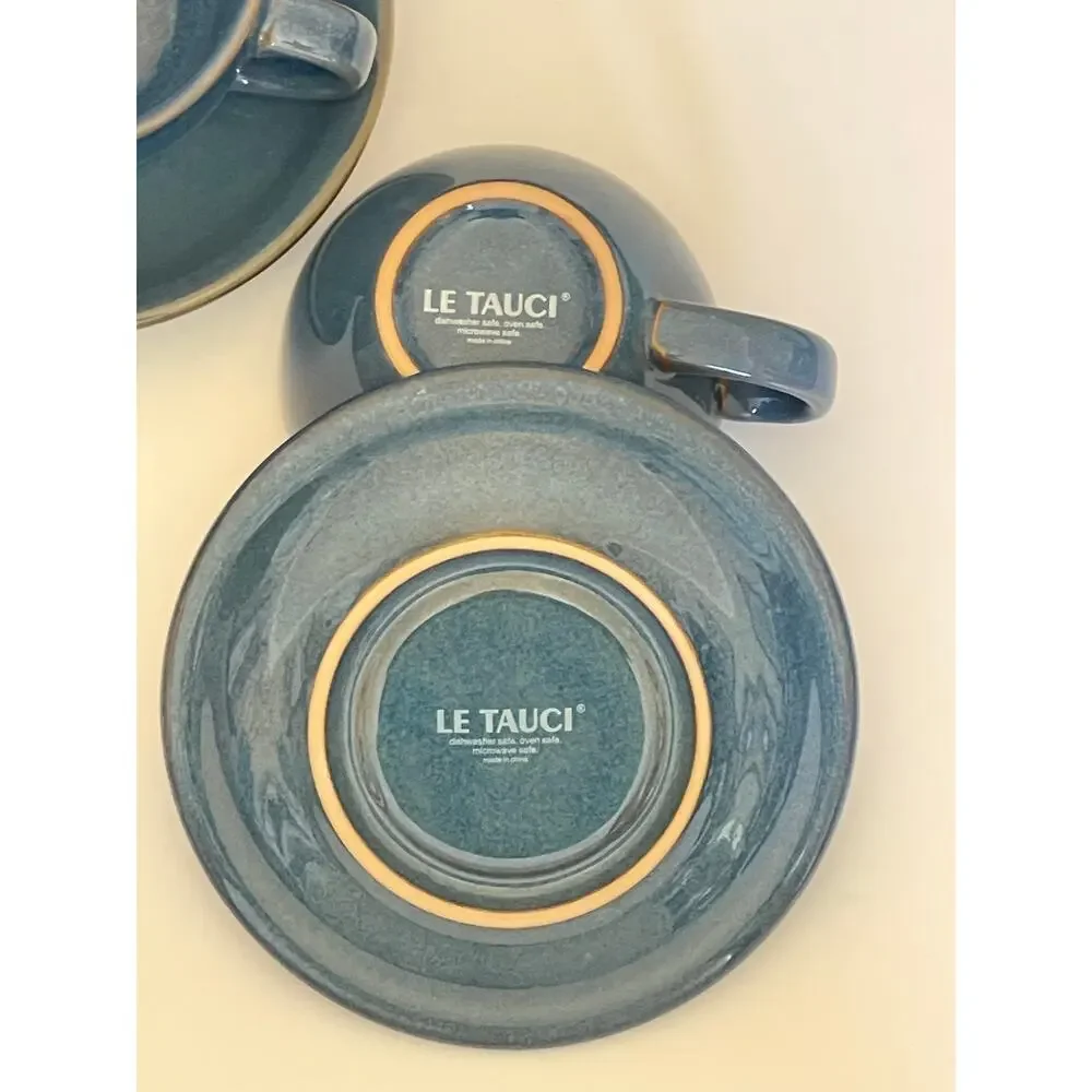 4 PCS Le Tauci Cups & Saucers- Blue